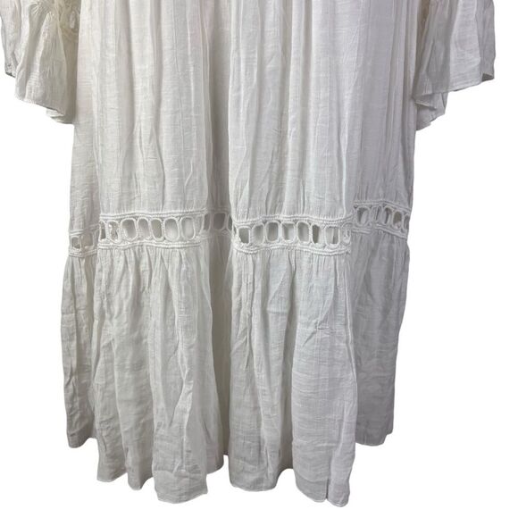 New Listicle White Crochet Eyelet Dress Large Gauze Lined Boho Beachy - Picture 7 of 16